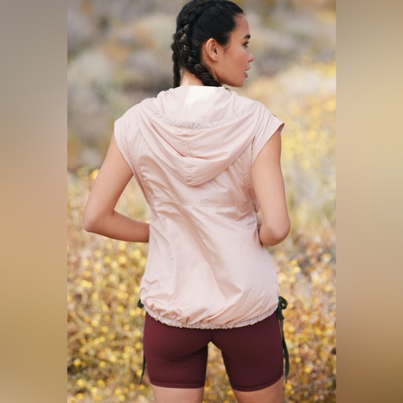 Anthropologie Daily Practice Glass Beach Zip Up Hoodie Vest Peach Size Medium - Picture 5 of 13